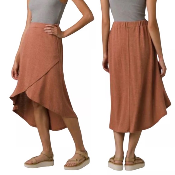 Prana Tidal Wave Flowy Skirt in burnt orange terra size Medium Hemp Blend - Picture 1 of 11